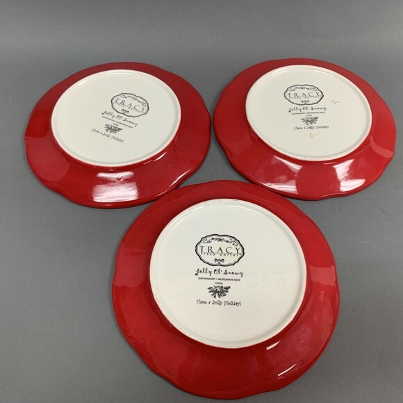 Tracy Porter Jolly Ol Snowy Salad Plates Red Lot of 3 - Picture 10 of 11